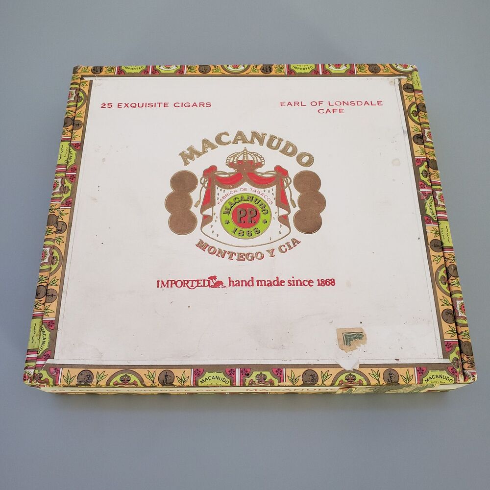 Macanudo Empty Cigar Box Earl of Lonsdale Cafe Tobacco Souvenir VTG MCM